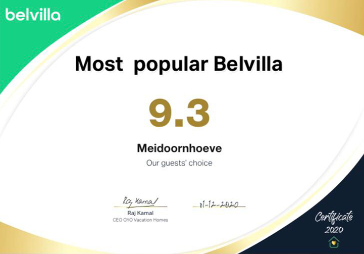 De Meidoornhoeve Belvilla Award 2020